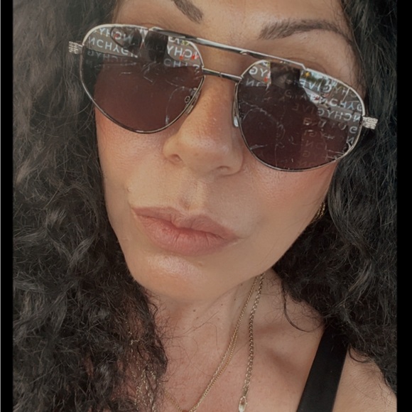 Givenchy Silver Aviator Sunglasses with Logo Lenses